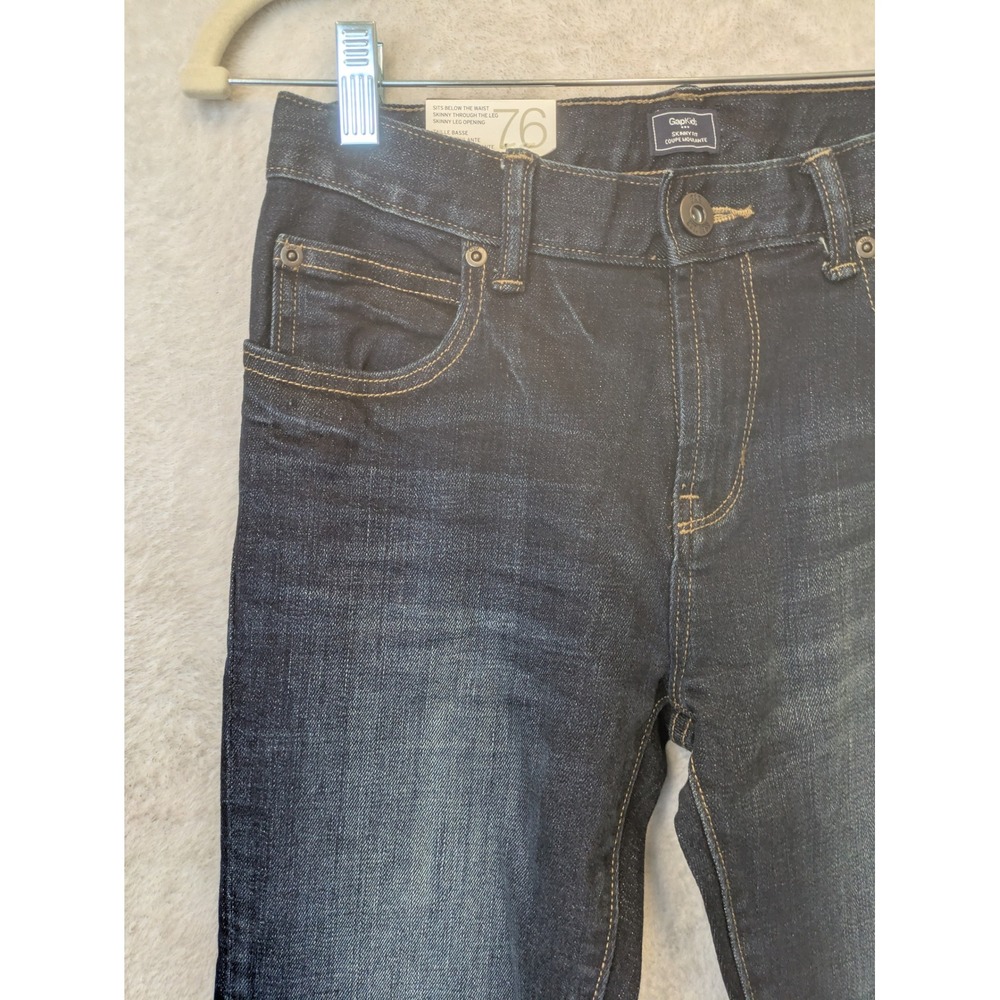 NEW Gap Kids Skinny Fit Jeans Boy's 14 Dark Indigo Wash Sits Below Waist - Picture 3 of 10